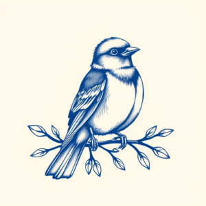 Blue Ink Sparrow Tattoo