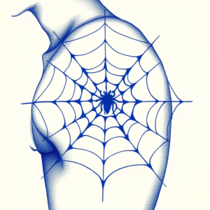 Blue Ink Spiderweb Tattoo