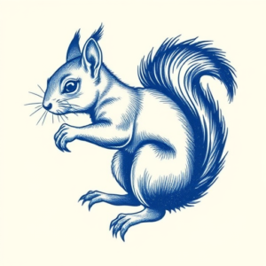 Blue Ink Squirrel Tattoo