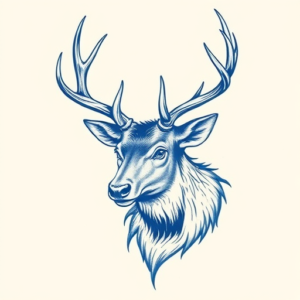 Blue Ink Stag Tattoo