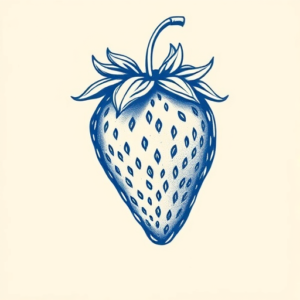 Blue Ink Strawberry Tattoo