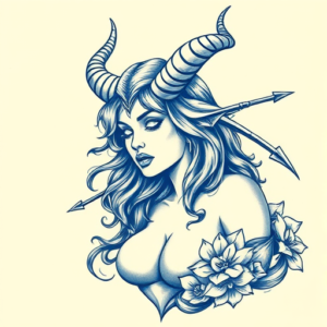 Blue Ink Succubus Tattoo