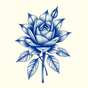 Blue Ink Succulent Tattoo