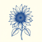 Blue Ink Sunflower Tattoo