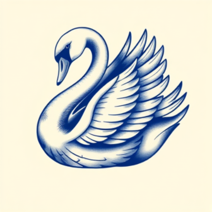 Blue Ink Swan Tattoo
