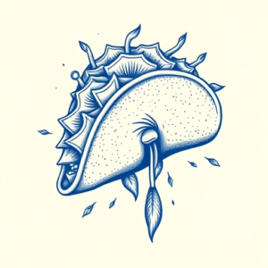 Blue Ink Taco Tattoo