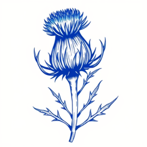 Blue Ink Thistle Tattoo