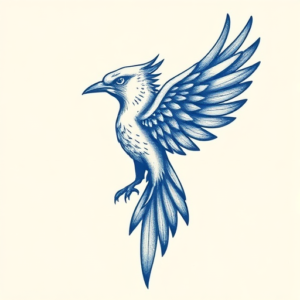 Blue Ink Thunderbird Tattoo