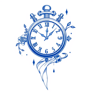 Blue Ink Time Tattoo
