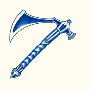 Blue Ink Tomahawk Tattoo