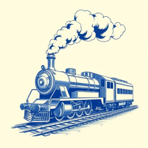 Blue Ink Train Tattoo