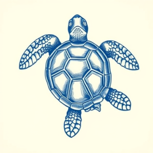 Blue Ink Turtle Tattoo