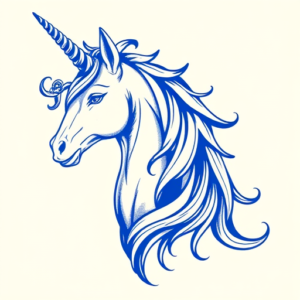 Blue Ink Unicorn Tattoo