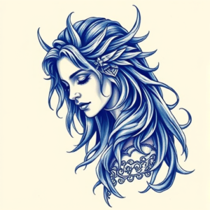 Blue Ink Valkyrie Tattoo
