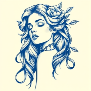 Blue Ink Venus Tattoo