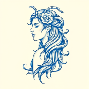 Blue Ink Virgo Tattoo