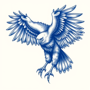 Blue Ink Vulture Tattoo