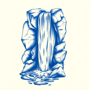 Blue Ink Waterfall Tattoo