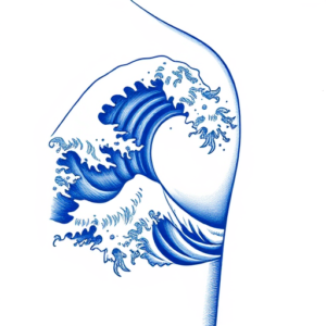 Blue Ink Wave Tattoo