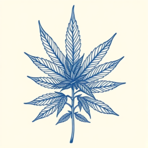 Blue Ink Weed Tattoo