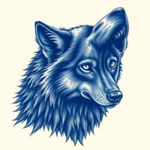 Blue Ink Werewolf Tattoo