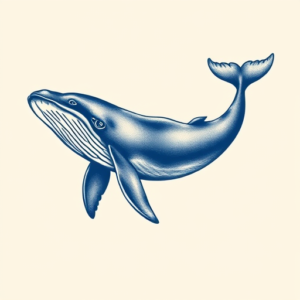 Blue Ink Whale Tattoo