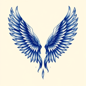 Blue Ink Wings Tattoo