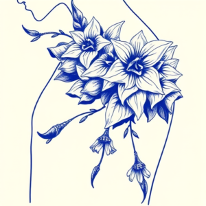 Blue Ink Wisteria Tattoo