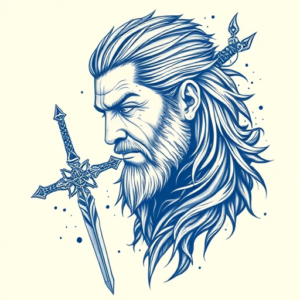 Blue Ink Witcher Tattoo