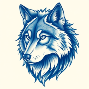 Blue Ink Wolf Tattoo