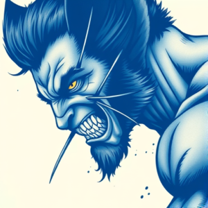 Blue Ink Wolverine Tattoo