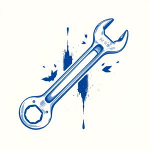 Blue Ink Wrench Tattoo