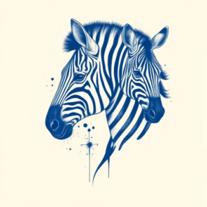 Blue Ink Zebra Tattoo