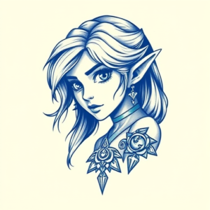 Blue Ink Zelda Tattoo