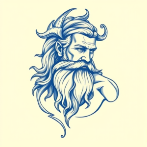 Blue Ink Zeus Tattoo