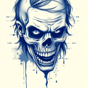 Blue Ink Zombie Tattoo