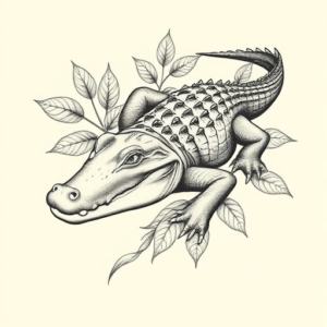 Botanical Alligator Tattoo