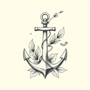 Botanical Anchor Tattoo