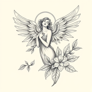 Botanical Angel Tattoo