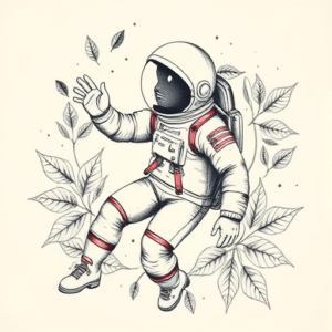 Botanical Astronaut Tattoo