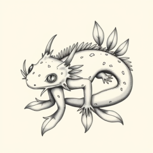 Botanical Axolotl Tattoo