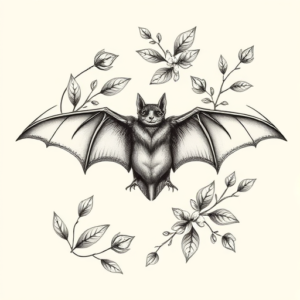 Botanical Bat Tattoo