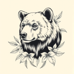 Botanical Bear Tattoo
