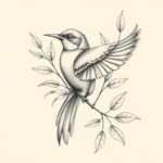 Botanical Bird Tattoo