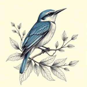 Botanical Bluebird Tattoo