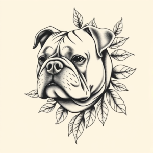 Botanical Bulldog Tattoo