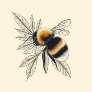 Botanical Bumblebee Tattoo