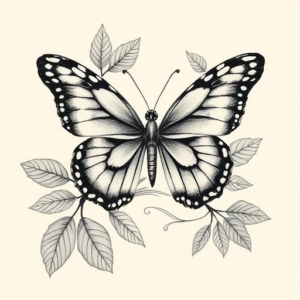 Botanical Butterfly Tattoo
