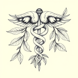 Botanical Caduceus Tattoo