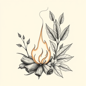 Botanical Campfire Tattoo